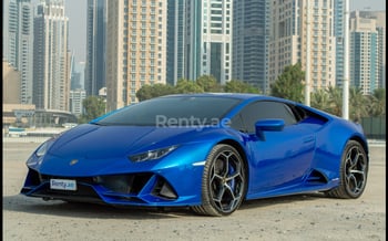 Blue Lamborghini Evo, 2021 for rent in Dubai