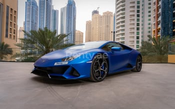Blue Lamborghini Evo, 2022 for rent in Dubai