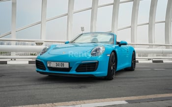 Blue Porsche 911 Carrera cabrio, 2018 for rent in Dubai