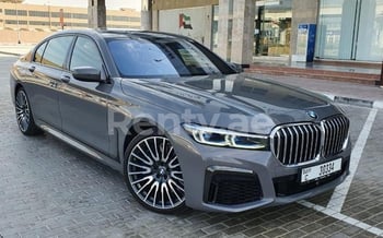 Grey BMW 750 Series, 2020 for rent in Dubai