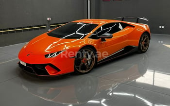 Orange Lamborghini Huracan Perfomante, 2018 for rent in Dubai