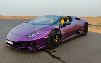 Purple Lamborghini Evo Spyder, 2021 for rent in Dubai