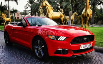 Red Ford Mustang Convertible, 2018 for rent in Dubai