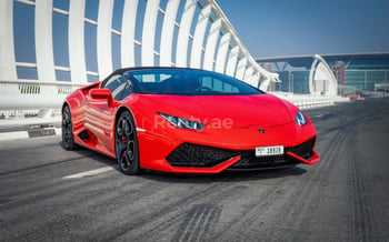 Red Lamborghini Huracan Spyder, 2017 for rent in Dubai