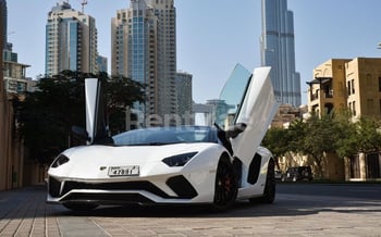 White Lamborghini Aventador S Roadster, 2020 for rent in Dubai