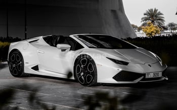 白色 Lamborghini Huracan Spyder, 2018 迪拜汽车租凭