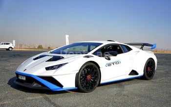 White Lamborghini Huracan STO, 2022 for rent in Dubai