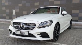 White Mercedes C200 Convertible, 2020 for rent in Dubai