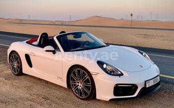 White Porsche Boxster GTS, 2017 for rent in Dubai