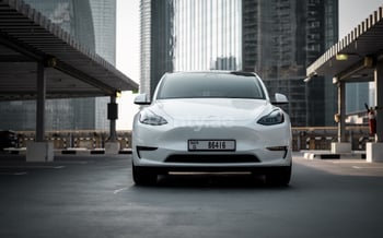 White Tesla Model Y Long Range, 2022 for rent in Dubai