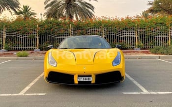 Yellow Ferrari 488 Spyder, 2018 for rent in Dubai