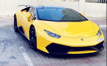 黄色 Lamborghini Huracan, 2018 迪拜汽车租凭