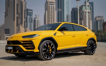 Yellow Lamborghini Urus, 2021 for rent in Dubai