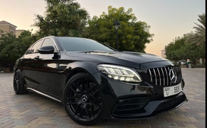 Mercedes C300 with C63 Black Edition Bodykit (Black), 2018 for rent in Dubai
