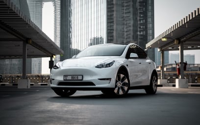 Tesla Model Y Long Range (White), 2022 for rent in Abu-Dhabi