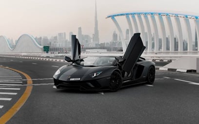 Lamborghini Aventador Roadster (Black), 2018 for rent in Sharjah