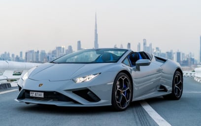 Lamborghini Huracan Evo Spyder (Grey), 2022 for rent in Ras Al Khaimah