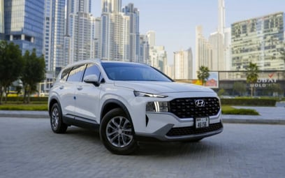 Hyundai Santa Fe (Pearl White), 2023 for rent in Abu-Dhabi