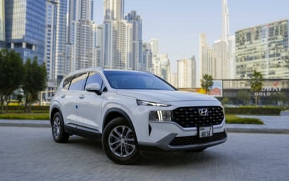 Hyundai Santa Fe (Pearl White), 2023 for rent in Sharjah
