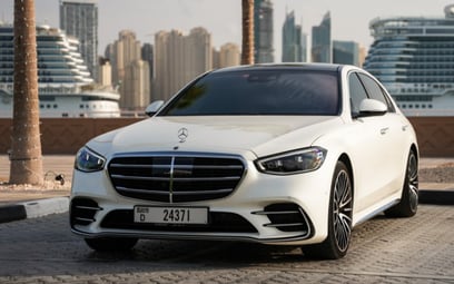 Mercedes S580 (White), 2022 for rent in Abu-Dhabi