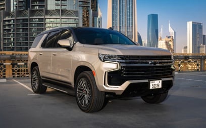 Beige Chevrolet Tahoe 2021 for rent in Dubai
