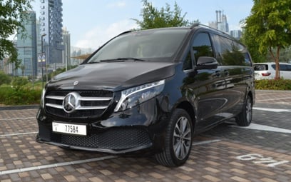 Black Mercedes V250 2023 for rent in Dubai