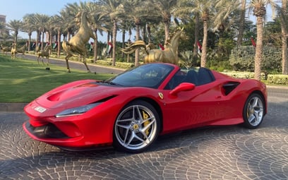 Red Ferrari F8 Spider 2021 for rent in Dubai