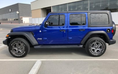 Blue Jeep Wrangler 2019 en alquiler en Dubai