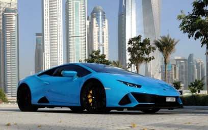 Blue Lamborghini Evo 2020 for rent in Dubai