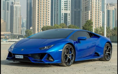 Blue Lamborghini Evo 2021 for rent in Dubai