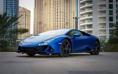 Blue Lamborghini Evo 2022 for rent in Dubai