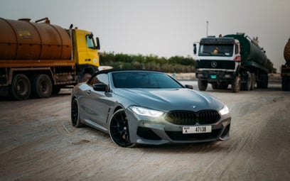 Grey BMW M850 cabrio 2019 for rent in Dubai