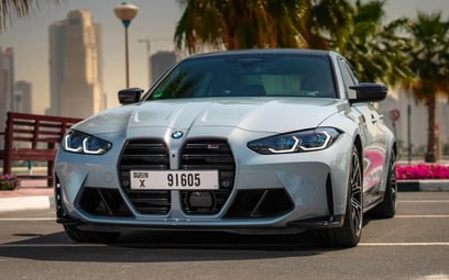 Grey BMW M3 Competition 2022 للإيجار في دبي