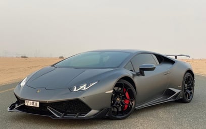 Grey Lamborghini Huracan 2018 for rent in Dubai