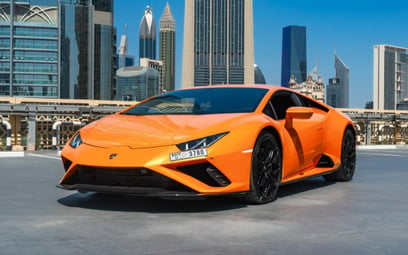 Orange Lamborghini Huracan 2020 for rent in Dubai