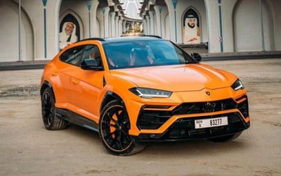 Orange Lamborghini Urus Capsule 2022 for rent in Dubai