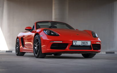 Orange Porsche Boxster 718 2020 for rent in Dubai