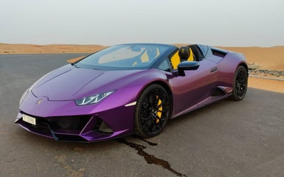 Purple Lamborghini Evo Spyder 2021 for rent in Dubai