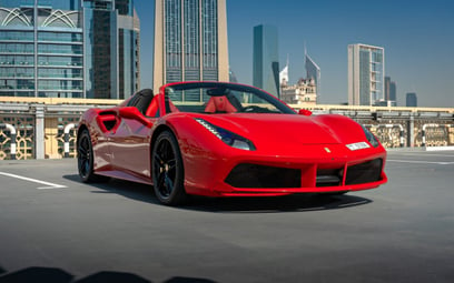 Red Ferrari 488 Spyder 2019 for rent in Dubai