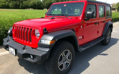 Red Jeep Wrangler 2018 for rent in Dubai