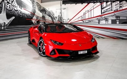 Red Lamborghini Evo spyder 2021 for rent in Dubai