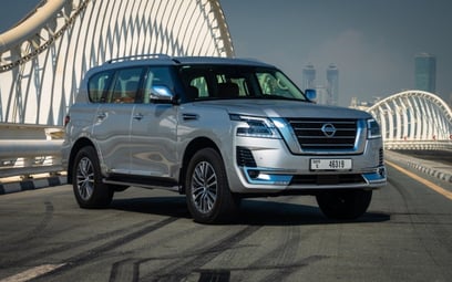 Silver Nissan Patrol V6 2021 for rent in Dubai