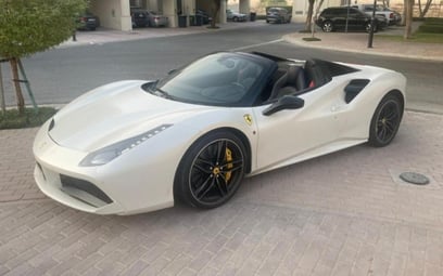 White Ferrari 488 2019 for rent in Dubai