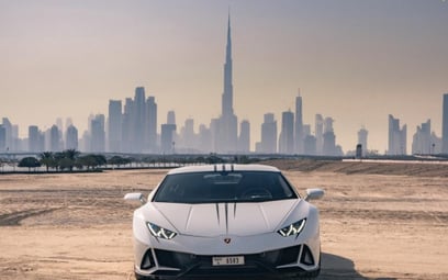White Lamborghini Evo 2020 for rent in Dubai