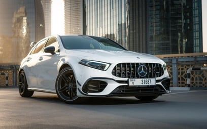White Mercedes A45 AMG 2021 for rent in Dubai
