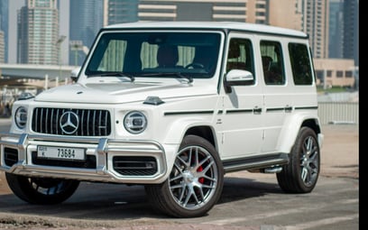 White Mercedes G63 2021 for rent in Dubai