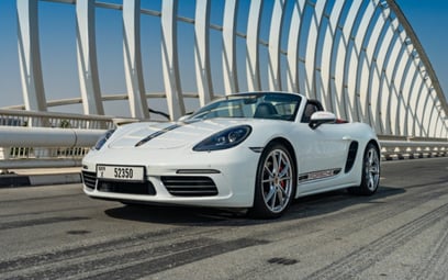 White Porsche Boxster 718 2017 for rent in Dubai