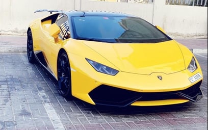 Yellow Lamborghini Huracan 2018 for rent in Dubai