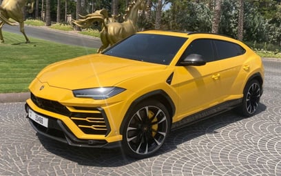 Yellow Lamborghini Urus 2021 for rent in Dubai