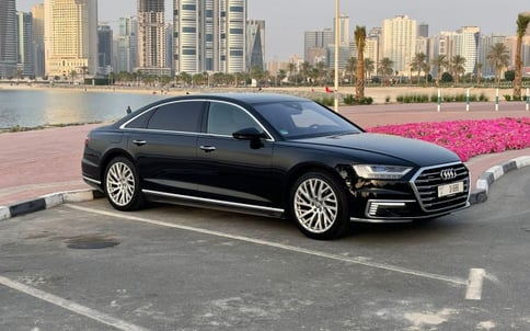 Black Audi A8 L60 TFSI, 2020 for rent in Dubai